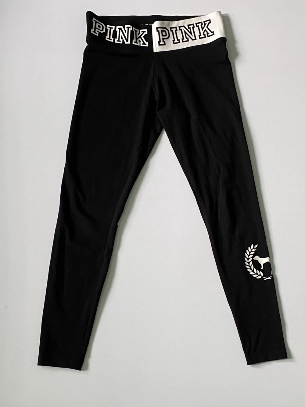 Victoria's Secret Pink Logo Flat Waist Pocket Yoga Legging Black